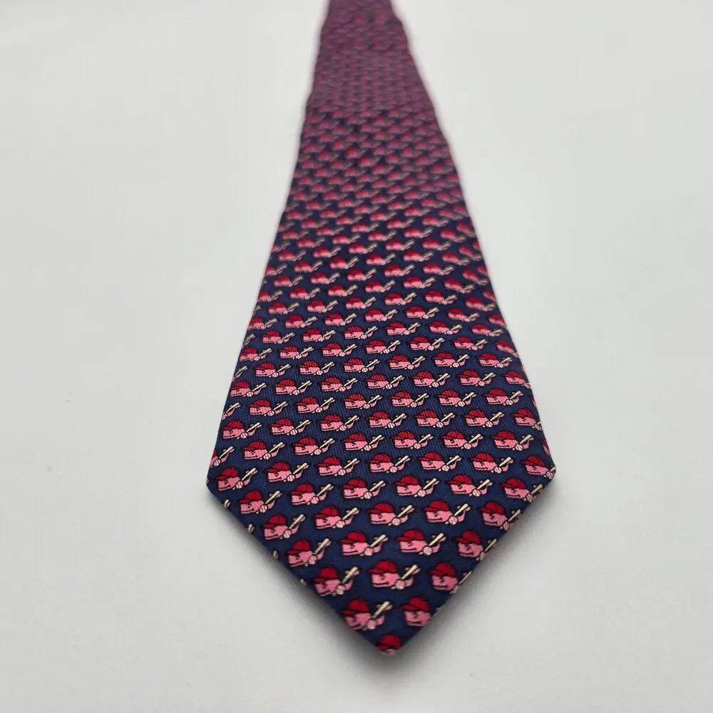 Vineyard Vines Youth Navy Baseball Print 100% Silk Necktie Made in USA - 2.75x50